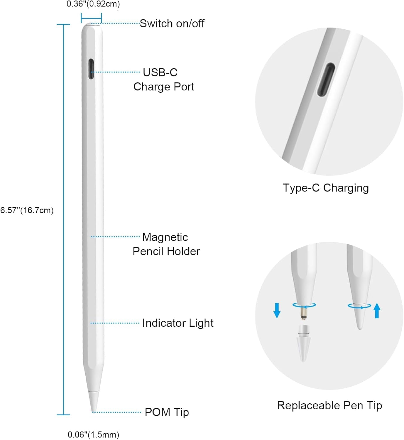 Stylus Pencil for Apple iPad Pro 13/12.9/11-Inch, Compatible with iPad Pro (3rd-7th Gen), iPad Air (3rd-6th Gen), and iPad (6th-10th Gen)