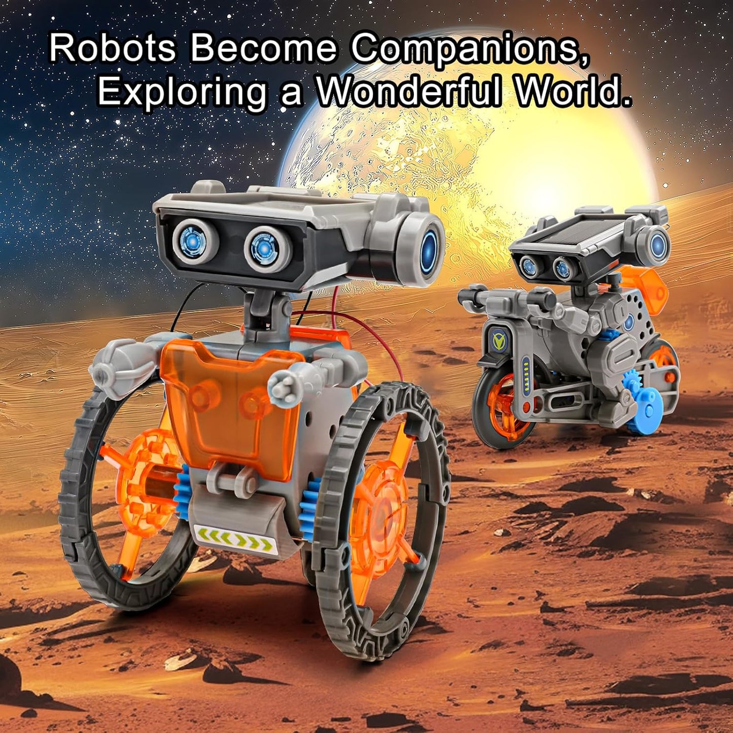 15-in-1 Solar Robot Building Kit for Ages 8-14, Dual Power Solar and Battery Educational Science Toys
