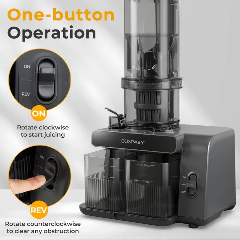 High-Efficiency Cold Press Juicer with 5.3-Inch Feed Chute and Reverse Function for Optimal Juice Yield
