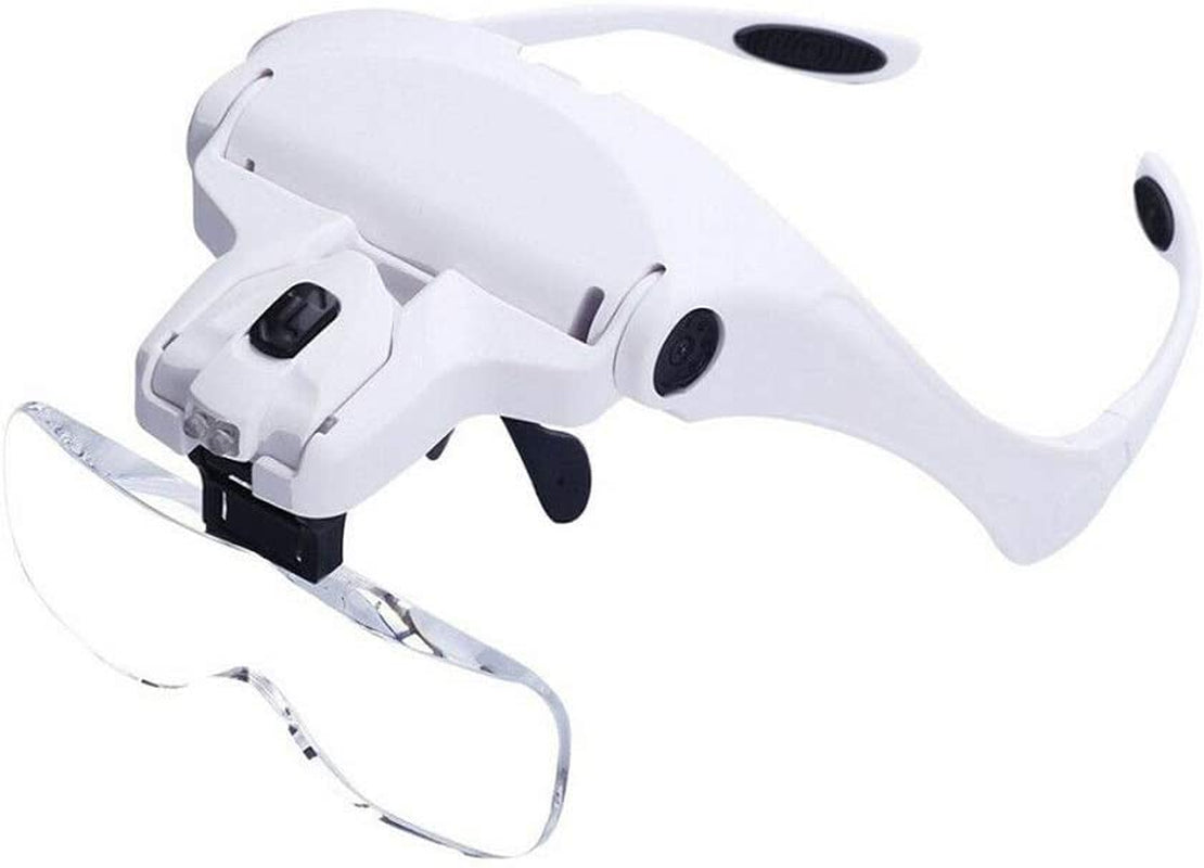 Lighted Head-Mounted Magnifying Glasses with Adjustable Headstrap-Precision Work, Jewelry, Watch Repair, Arts & Crafts, Reading