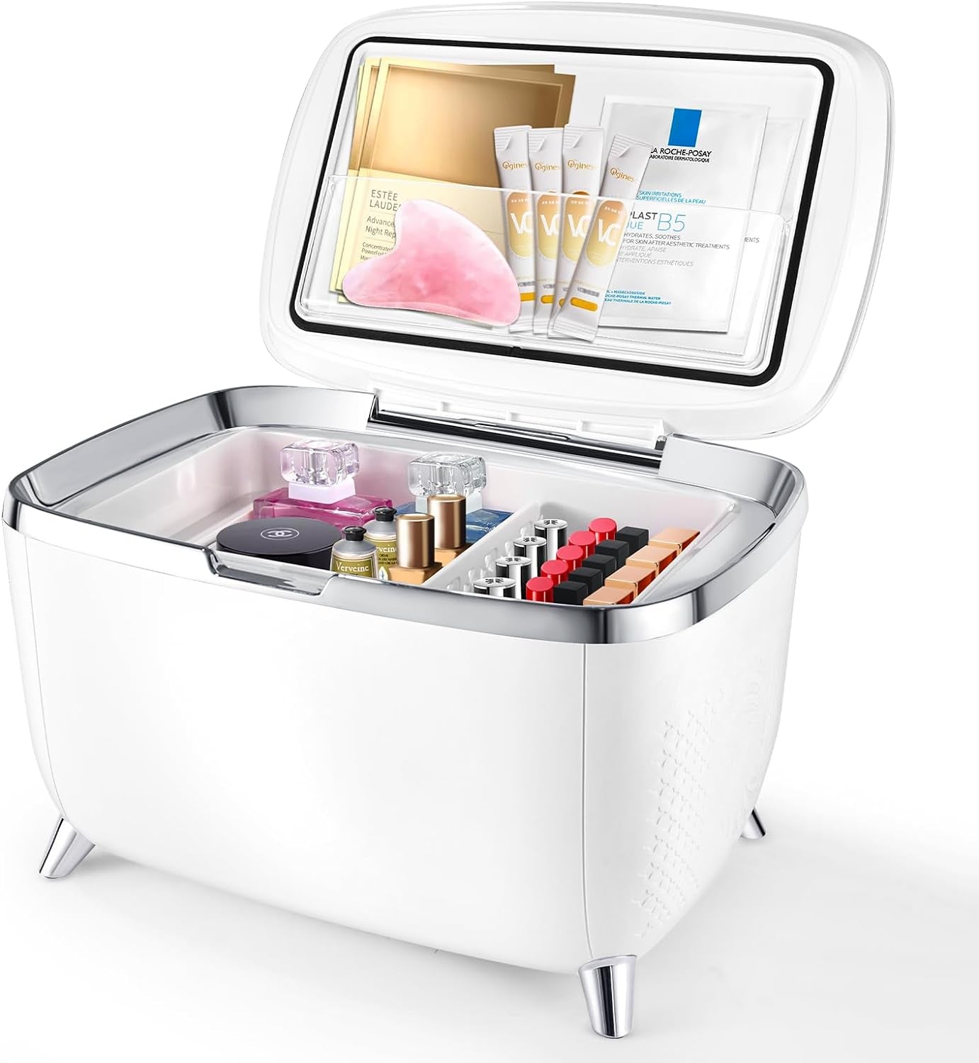 Compact 4L Personal Mini Fridge for Drinks and Skincare - Portable Cooler and Warmer for Office Use (White)