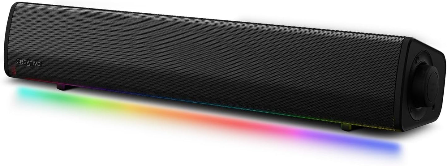 Compact RGB Gaming Soundbar with Superwide Technology, USB-Powered, Bluetooth 5.4, and Headphone-Out Port for PC and Mac