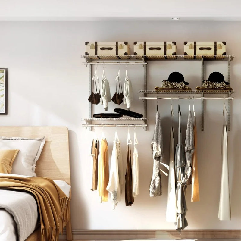 Customizable Wall-Mounted Closet Organizer System for 3 to 5 Feet with Hanging Rod
