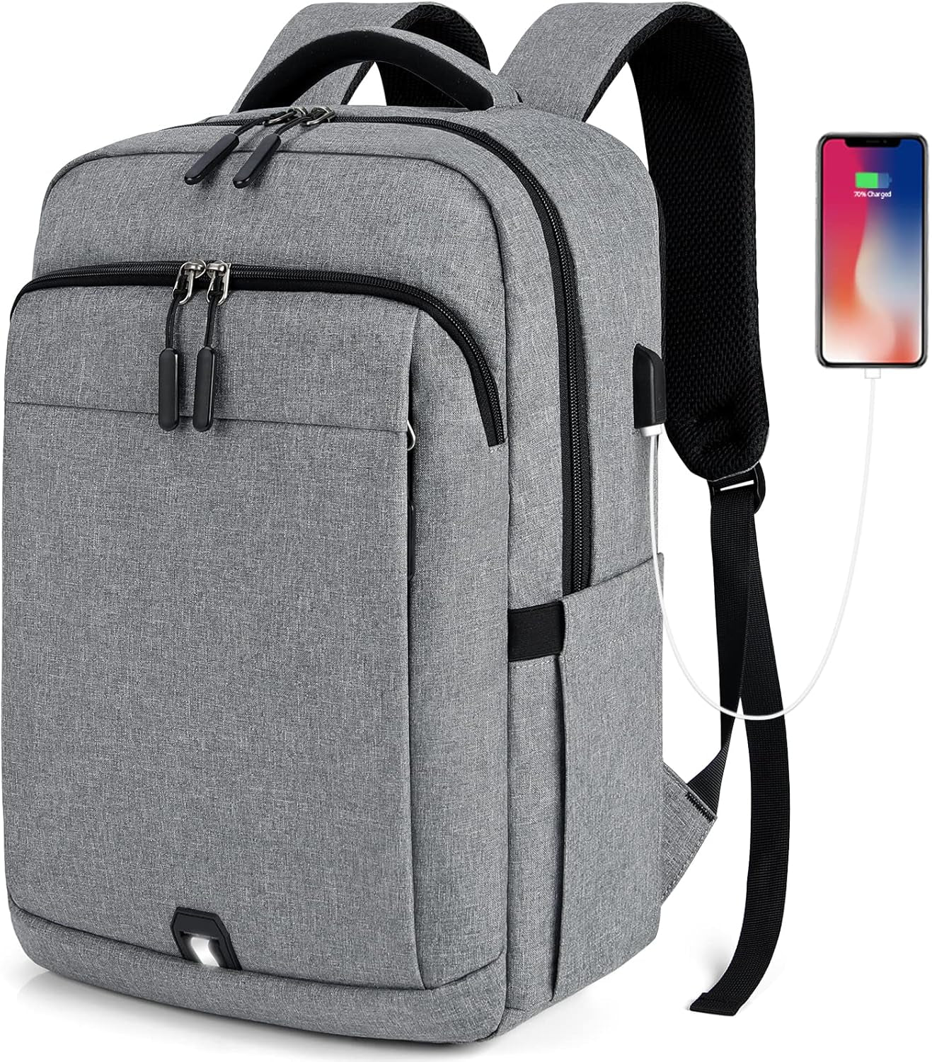 15.6-Inch Anti-Theft Laptop Backpack with USB Charging Port - Large Waterproof Travel Backpack for Work and School, Black