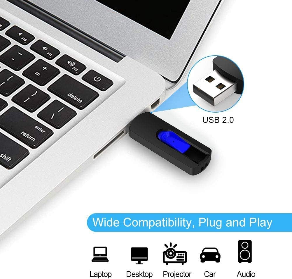 64GB USB Flash Drive - 5-Pack Retractable Memory Sticks (USB 2.0) in Black, Red, Blue, Green, and Purple for Data Storage
