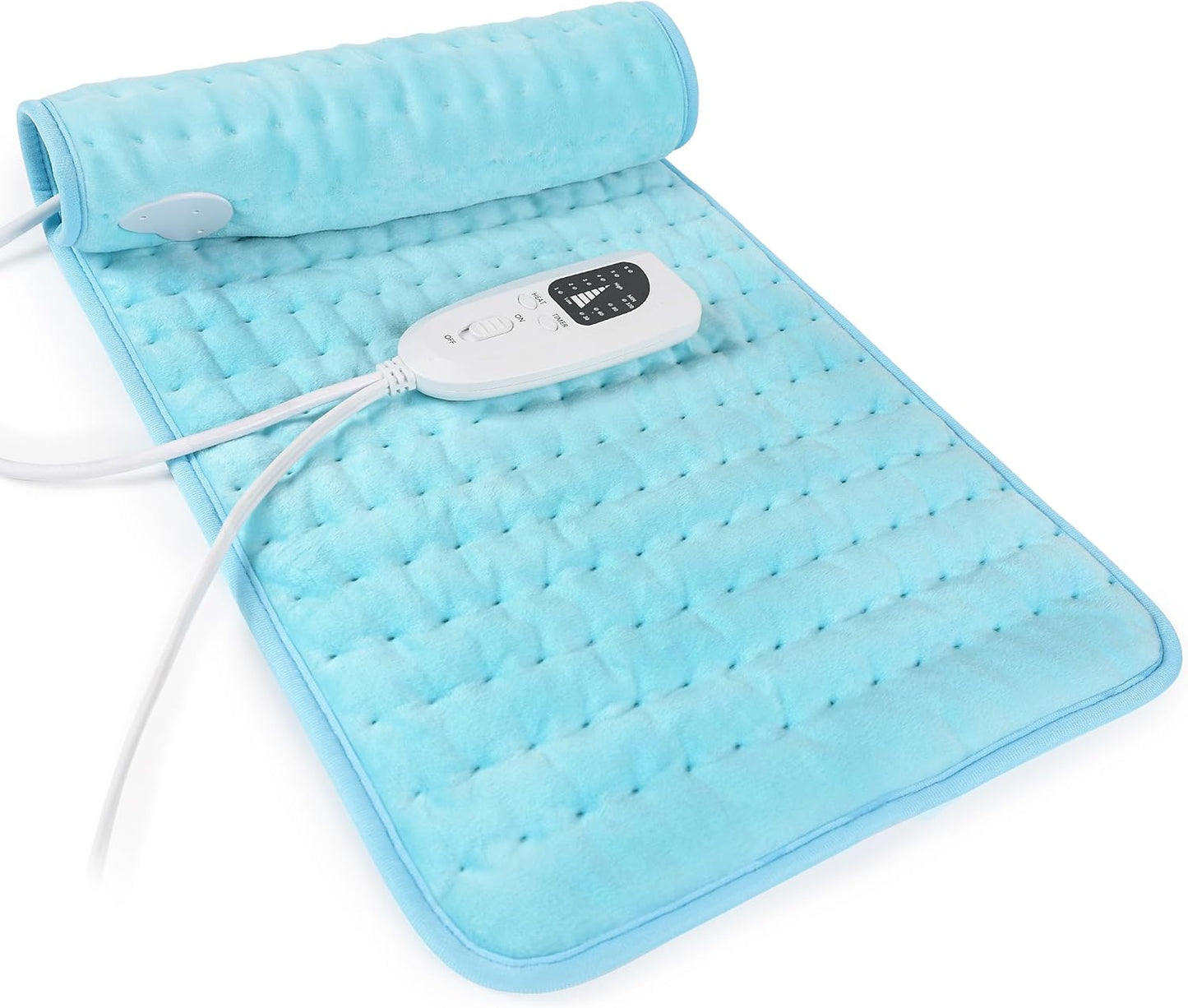 Electric Heating Pad with Moist and Dry Heat Options, Adjustable Temperature and Timer Settings