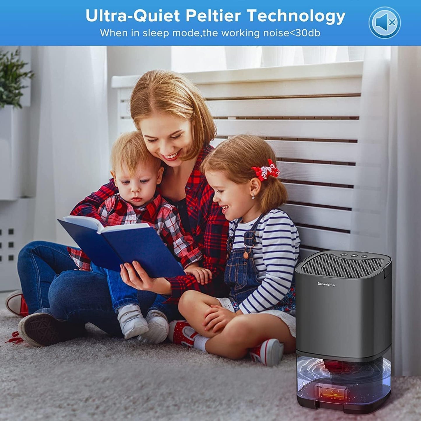 Compact 35 OZ Dehumidifier for Home with Auto-Off Feature, Portable Mini Unit for Bedroom, Bathroom, RV, and Closet, 7-Color LED Lights and Sleep Mode, Black