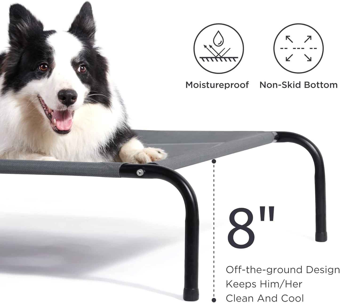 Large Elevated Outdoor Dog Bed - Portable Raised Cot - Large Dogs, Cooling Summer Frame, Breathable Mesh, 49 Inches