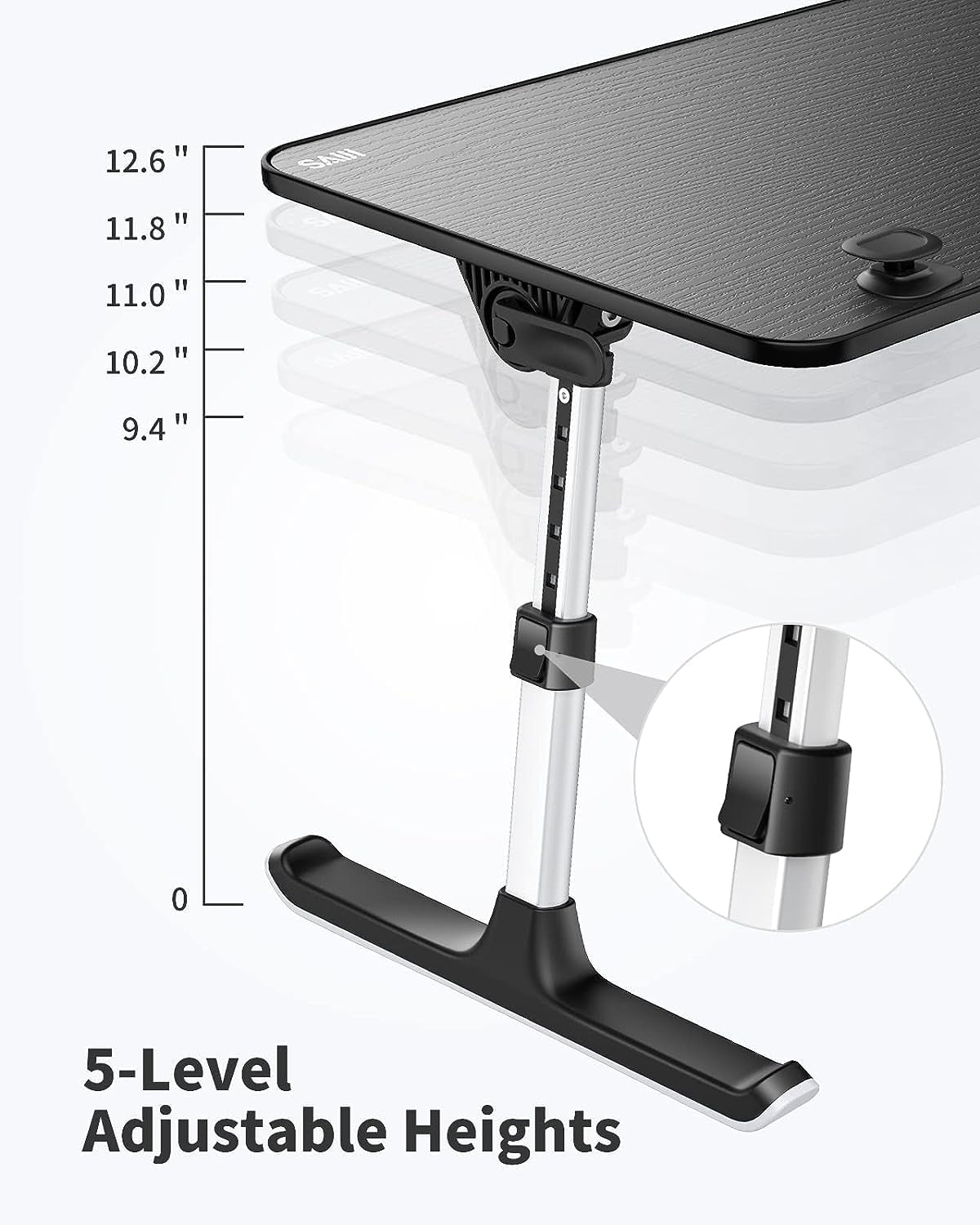 Adjustable Laptop Desk for Bed - Portable and Lightweight Lap Tray Table for Adults and Kids (Black)