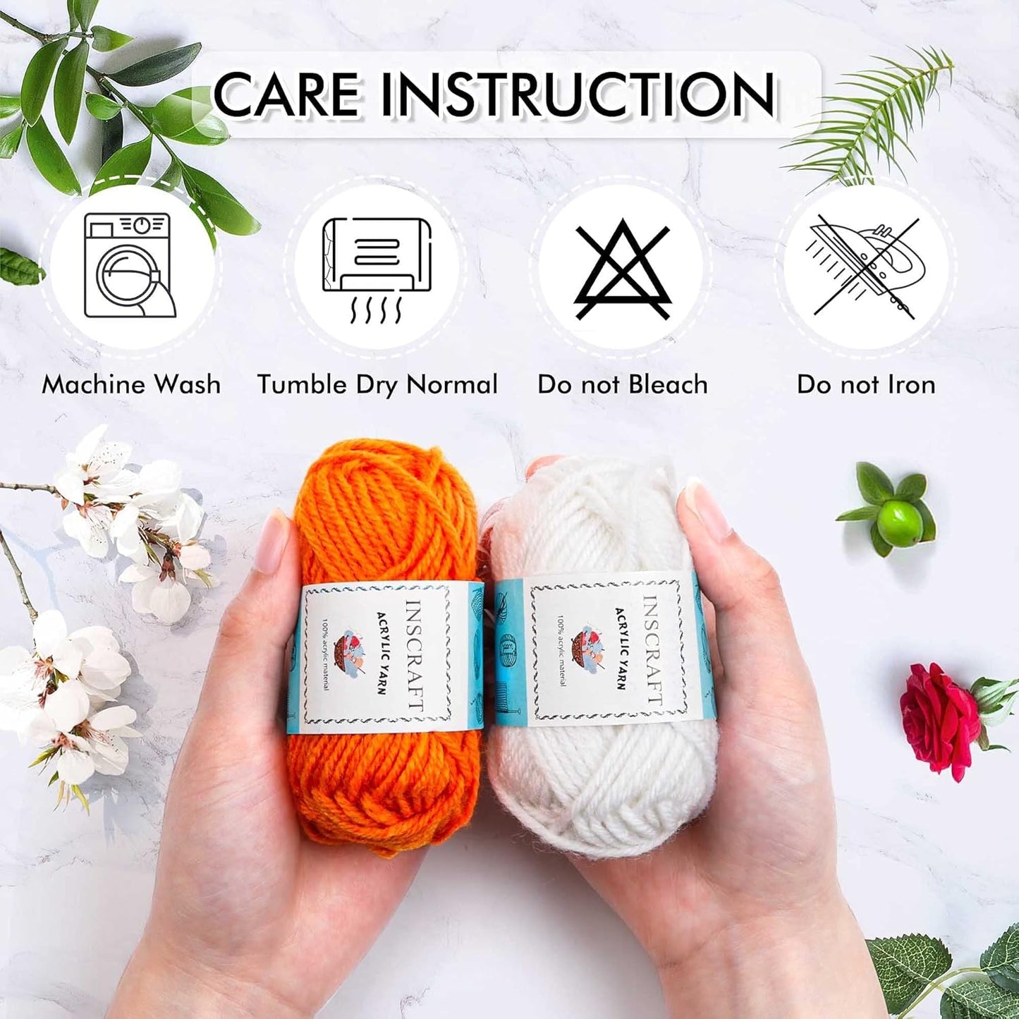 Acrylic Yarn Set: 62 Skeins (2170 Yards) for Knitting and Crochet, Complete with 2 Crochet Hooks, 2 Weaving Needles, and 10 Stitch Markers - Ideal Beginner Kit for Adults and Kids