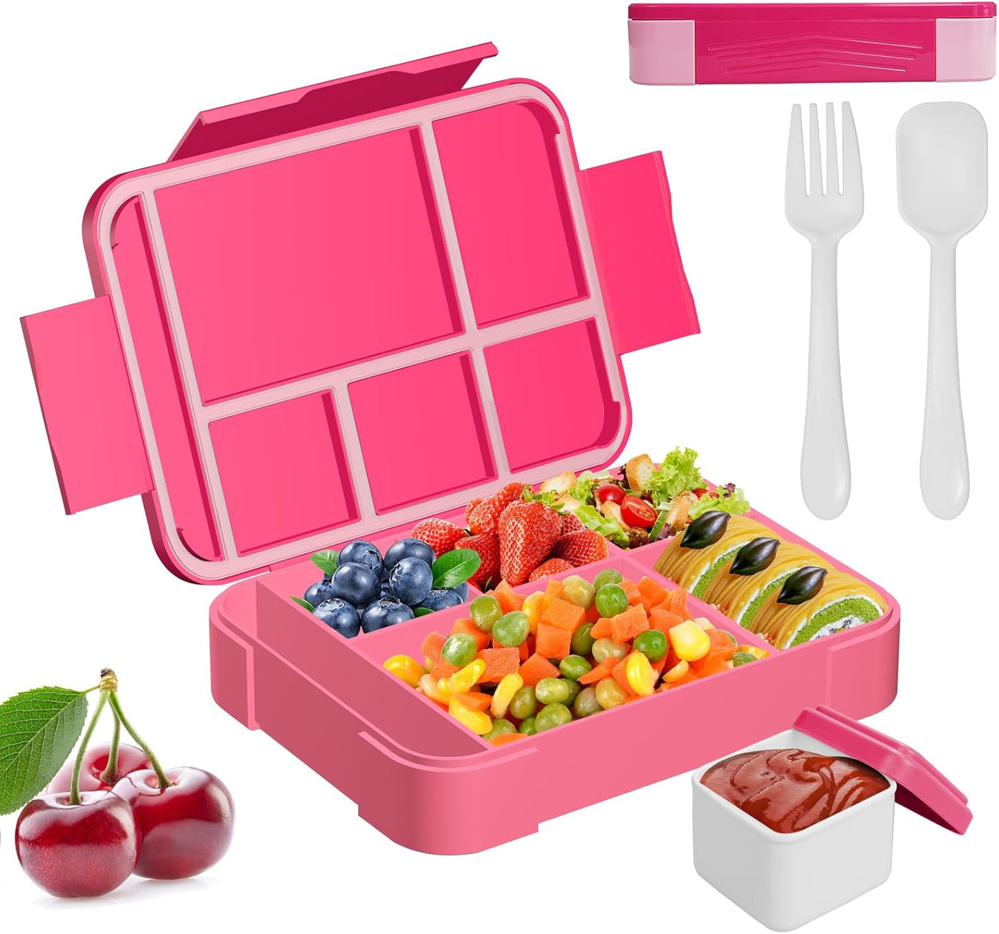 Lunnch Box for Kids and Adults - Leak-Proof Lunch Container with 5 Compartments, BPA Free, Dishwasher Safe