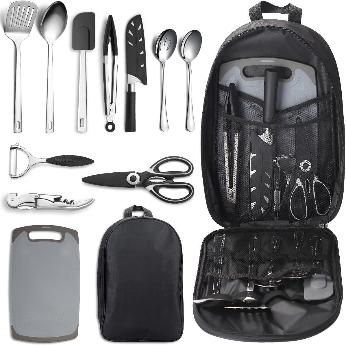 Portable Camping Kitchen Utensil Set: Essential Cooking Tools for Travel, Picnics, RVs, Camping, BBQs, and Gatherings