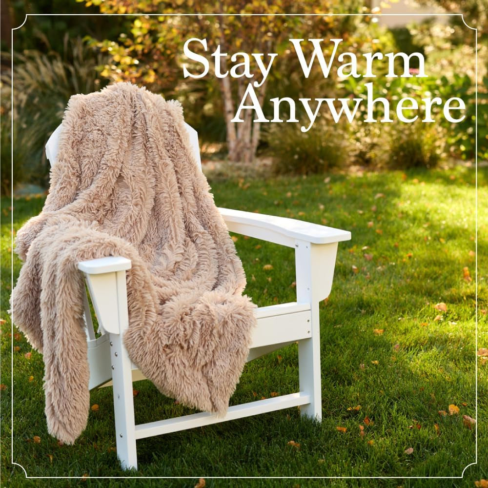 Soft Fluffy Warm Shag - Sherpa Throw Blanket, Luxury Thick Fuzzy Blankets, Washable Accent Throws