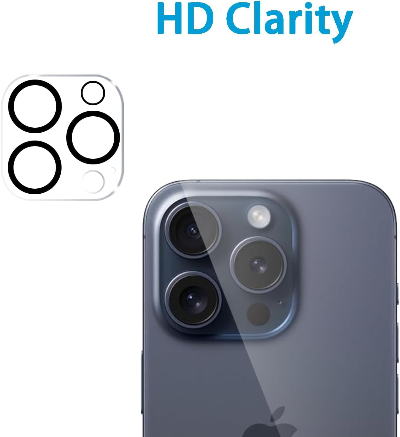 Triple Pack Screen Protector and Camera Lens Protector for iPhone 15 Pro 6.1-Inch - Tempered Glass Film