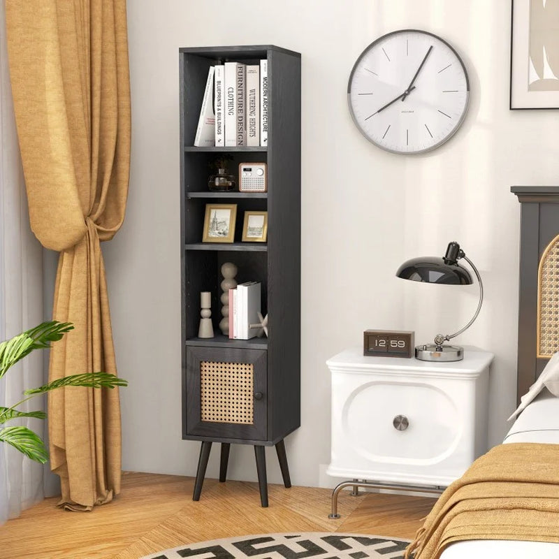 Four-Tier Slim Design Rattan Storage Cabinet