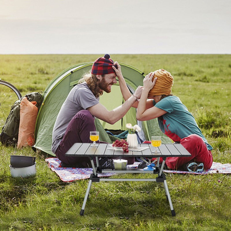 Heavy-Duty Aluminum Camping Table with Carrying Bag, Foldable Design