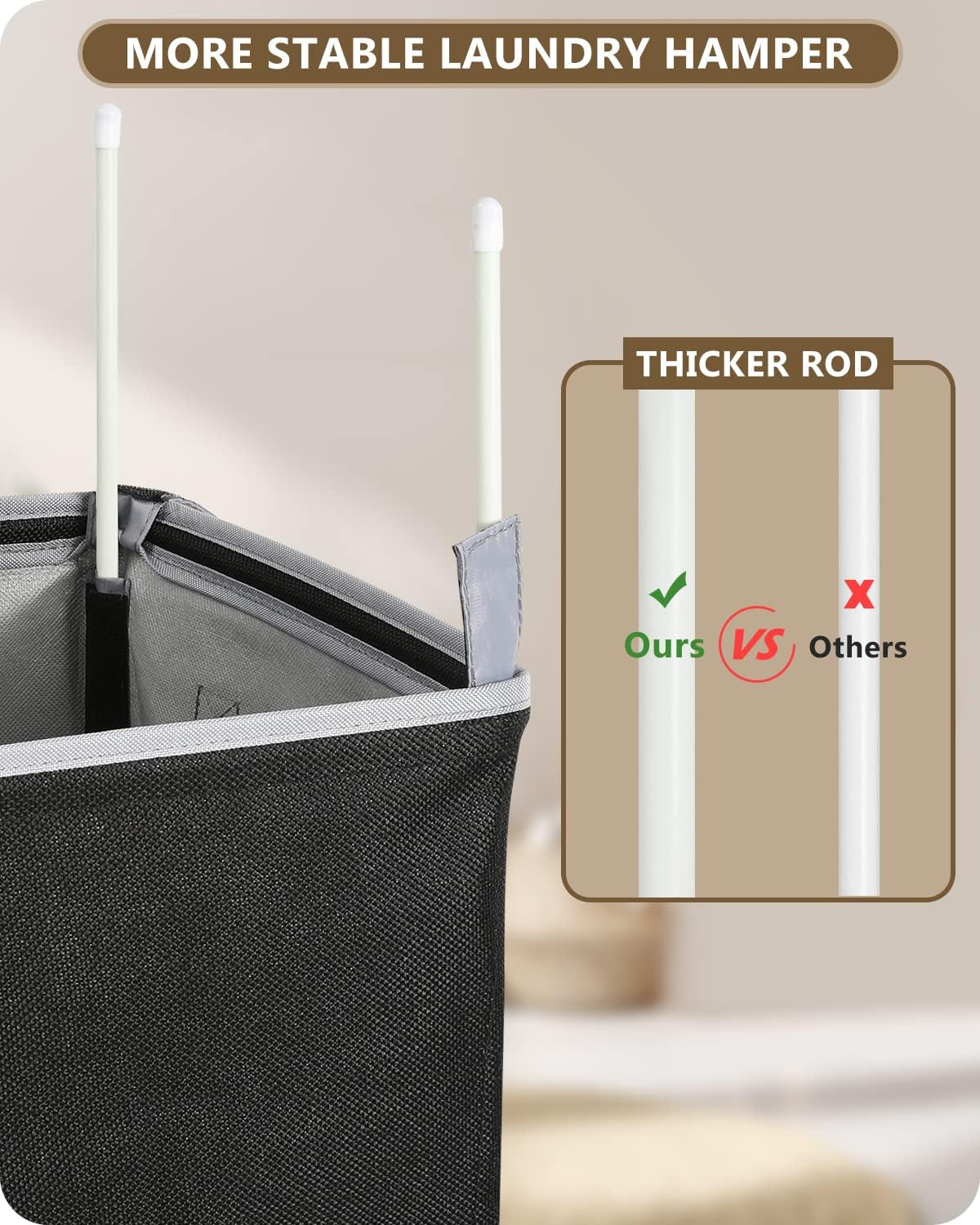 Laundry Basket with Lid 100L Large Laundry Basket Collapsible Laundry Hamper Tall Clothes Baskets Folding Washing Bin Foldable Hamper Bags for Bedroom, Closet, Bathroom, College - Black