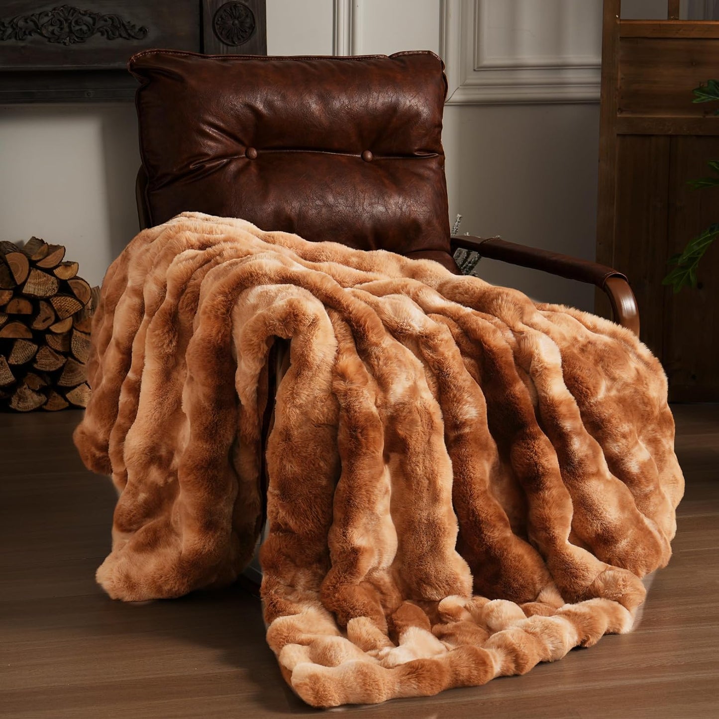 Luxurious Faux Fur Fleece Throw Blanket - Soft, Cozy, and Plush 51x63 Inches in White for Couch, Chair, and Bed