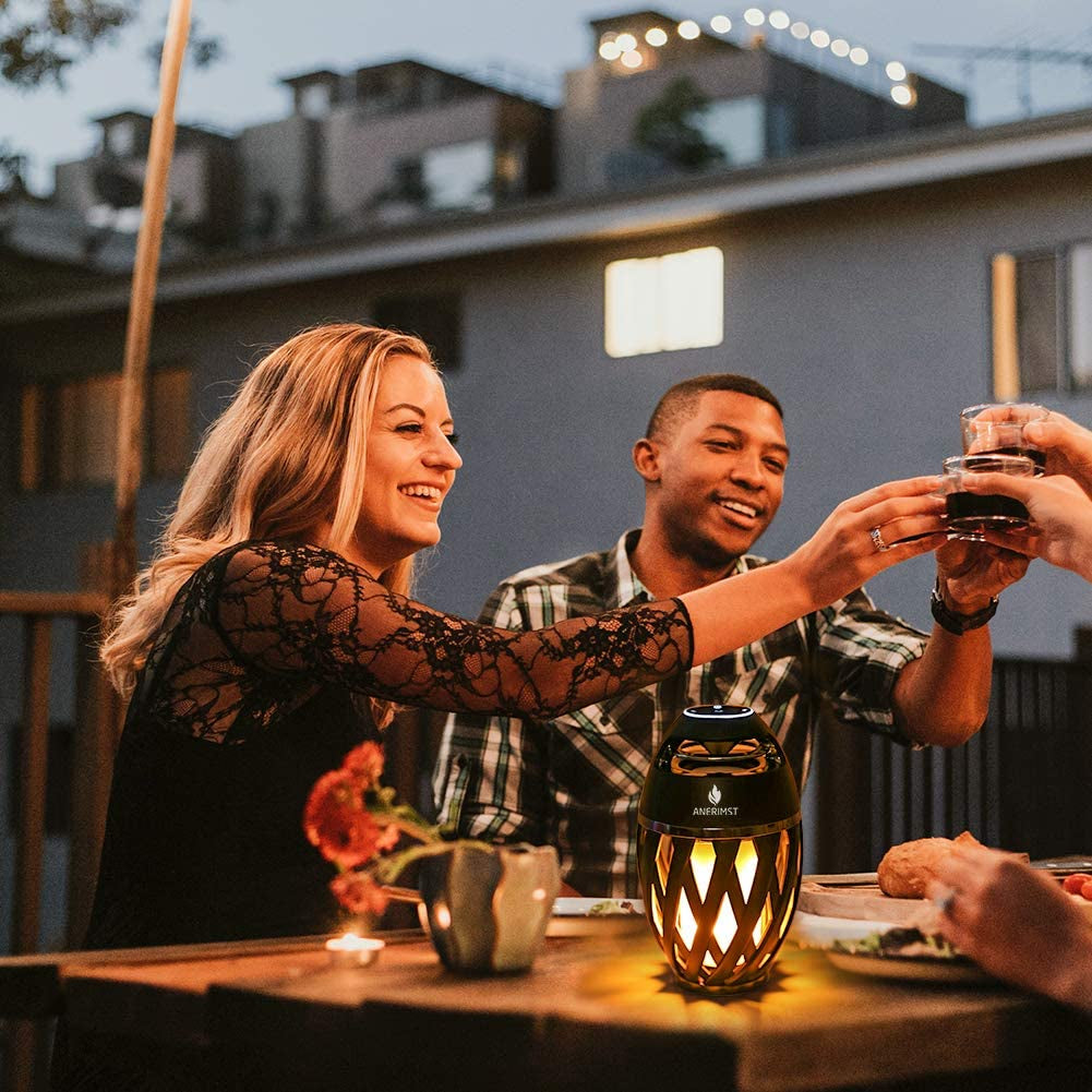 Outdoor Bluetooth Speaker with Flame Effect, Waterproof Wireless Speaker with LED Torch Light, 5W Stereo Sound, Ideal for Garden and Porch Gatherings, Bluetooth 5.0