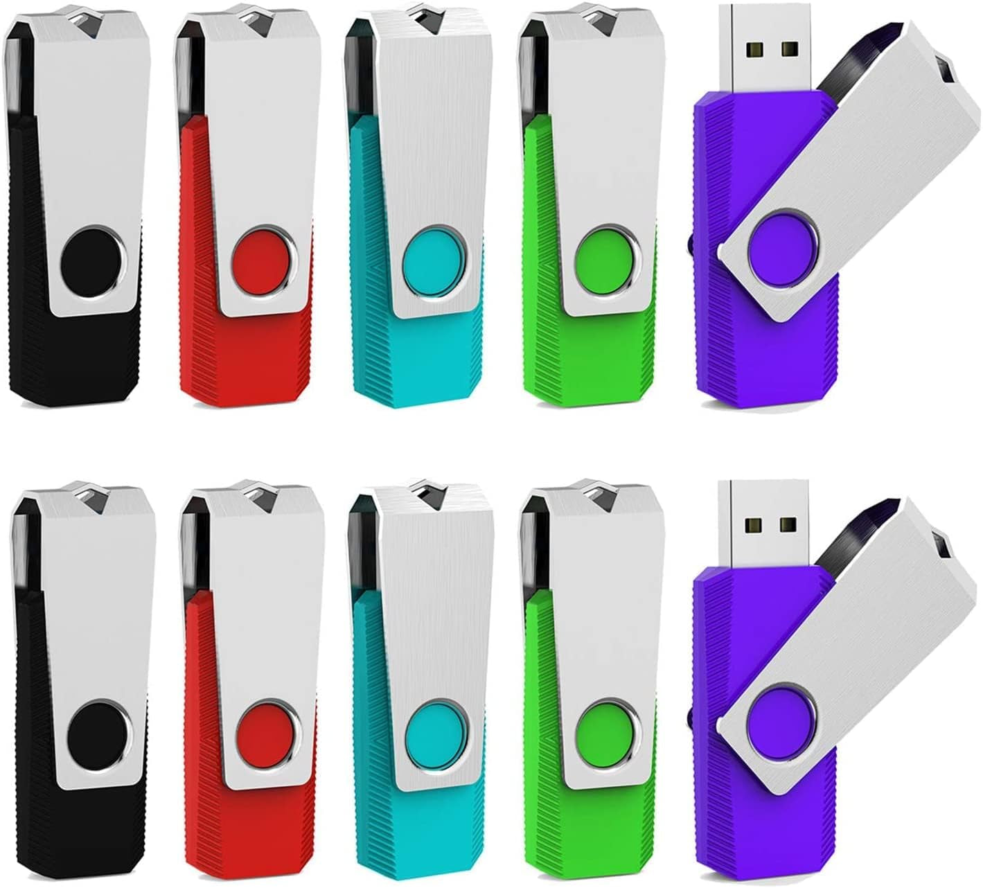 64GB USB 2.0 Flash Drive Multi-Pack - 5 Color Options with LED Indicator