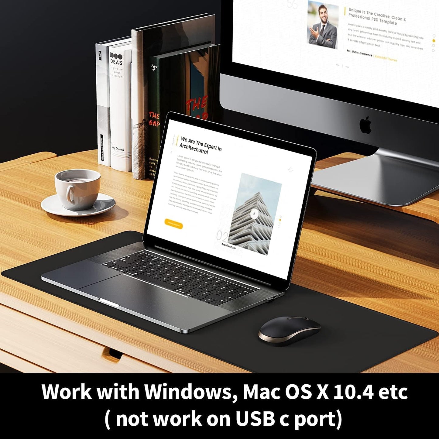 Wireless Mouse, 2.4G Slim Portable Computer Mice with Nano Receiver for Notebook, PC, Laptop, Computer-Gold and Black