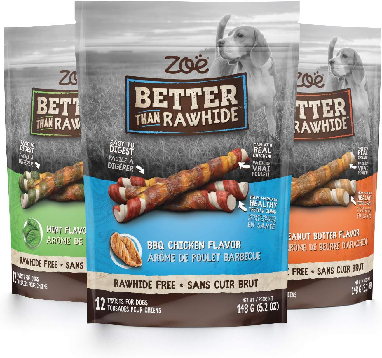 RAWHIDE-FREE BBQ Chicken Flavor Dog Chews, 12 Count (5.2 Oz)