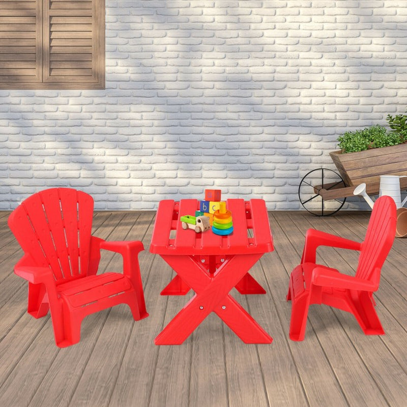 3-Piece Children's Plastic Play Table and Chair Set