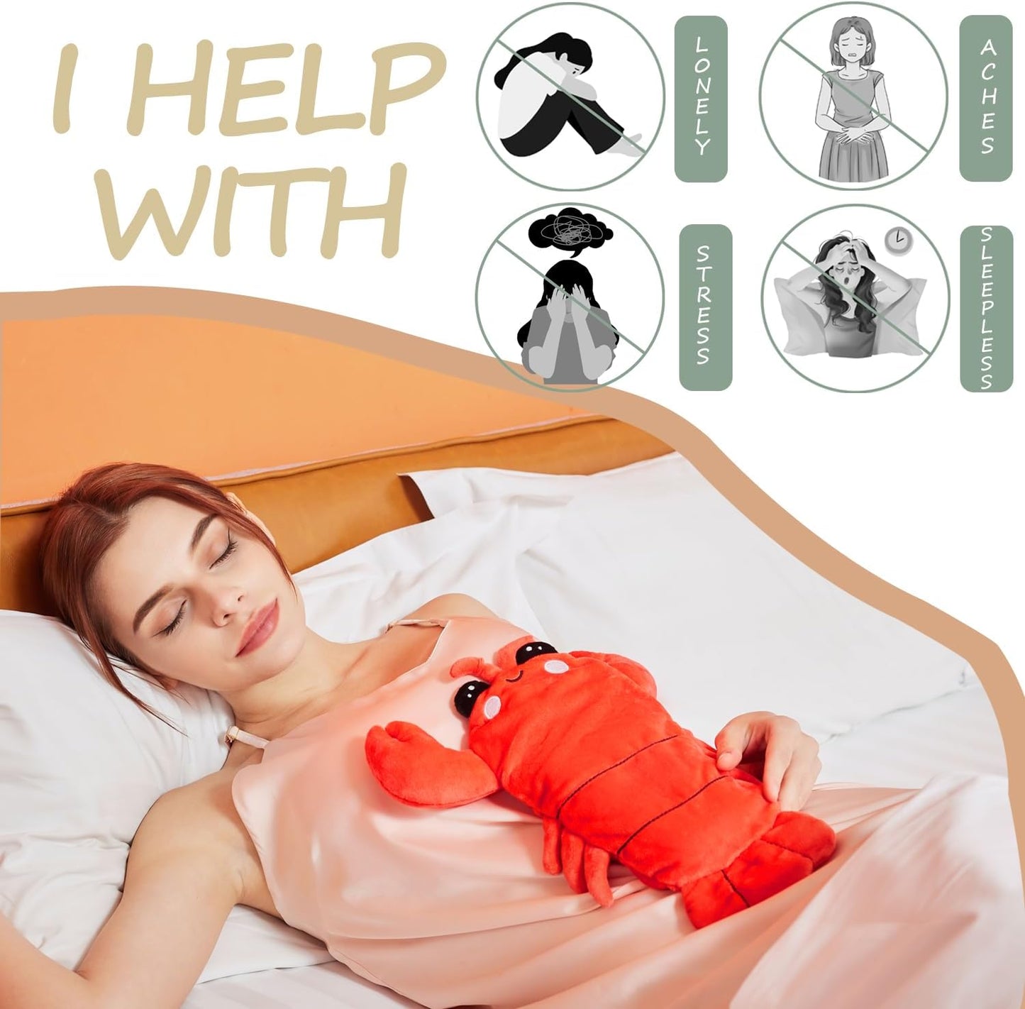 Microwavable Heating Pad for Cramps, Cuddly Warming Pillow, Cute Lobster Plush with Heating Pad