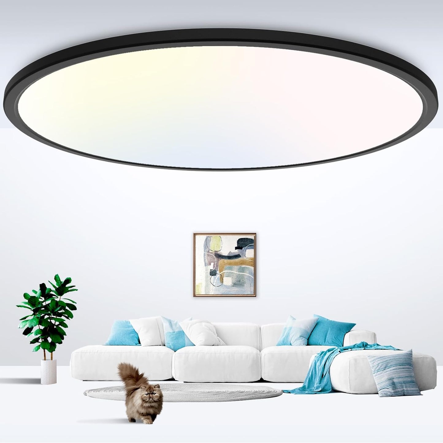 12-Inch LED Flush Mount Ceiling Light Fixture, 28W 3200Lm Adjustable Color Temperature (3000K/4500K/6000K) for Bedroom, Kitchen, and Dining Room (White)