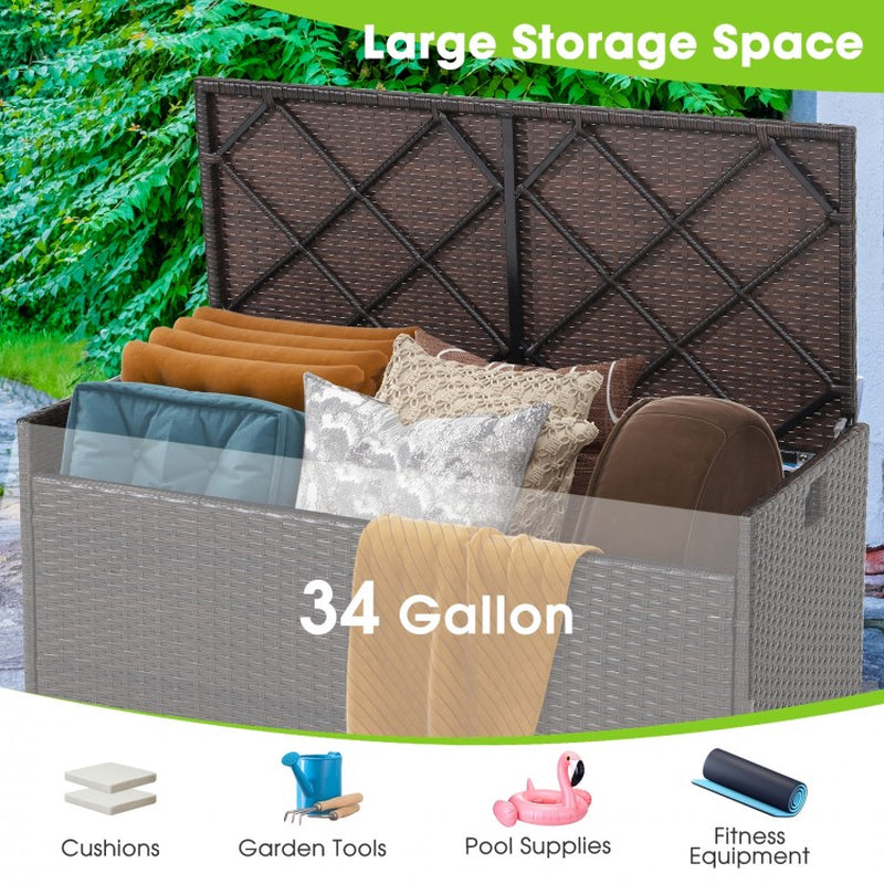 34-Gallon Patio Storage Bench with Cushioned Seat and Zippered Liner