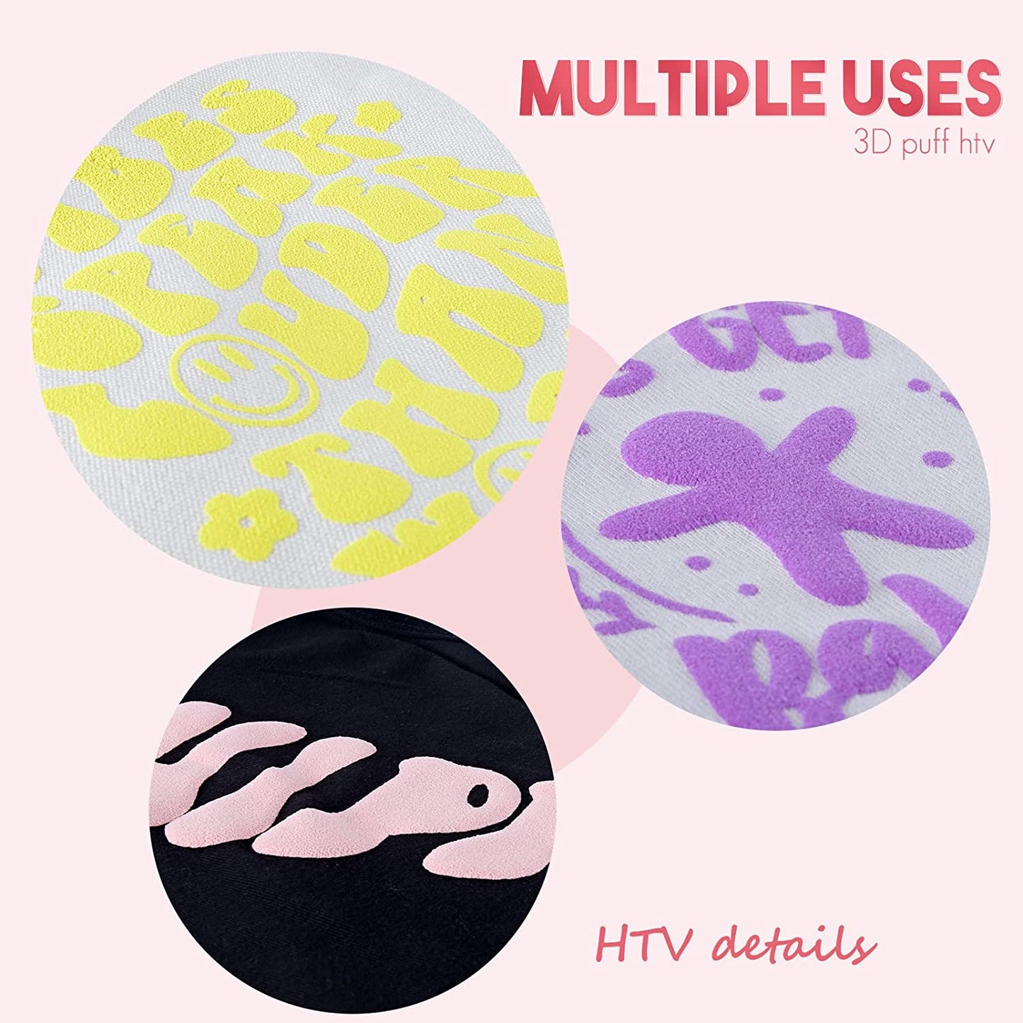 Puff Vinyl Heat Transfer Sheets - 11 Pack of 12 x 10 Inches 3D Foaming HTV for T-Shirt Design