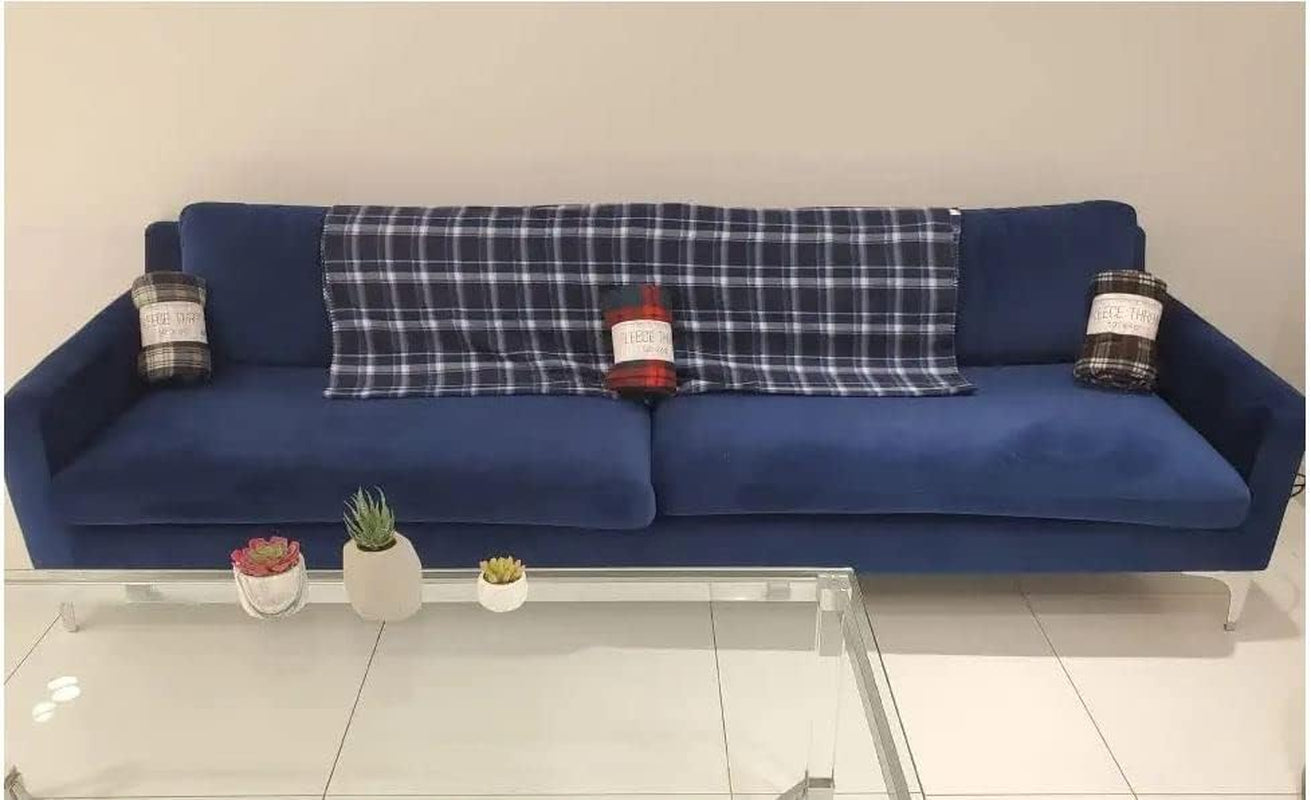 50X60 Throw Blankets, Plaid Fleece Throw Blankets for Bedroom, Couch, Livingroom, Chair, Pets, Outdoors (Blue)
