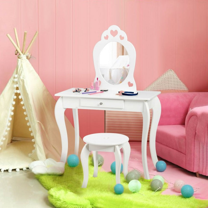 Children's Princess Makeup and Dressing Table Set with Mirror