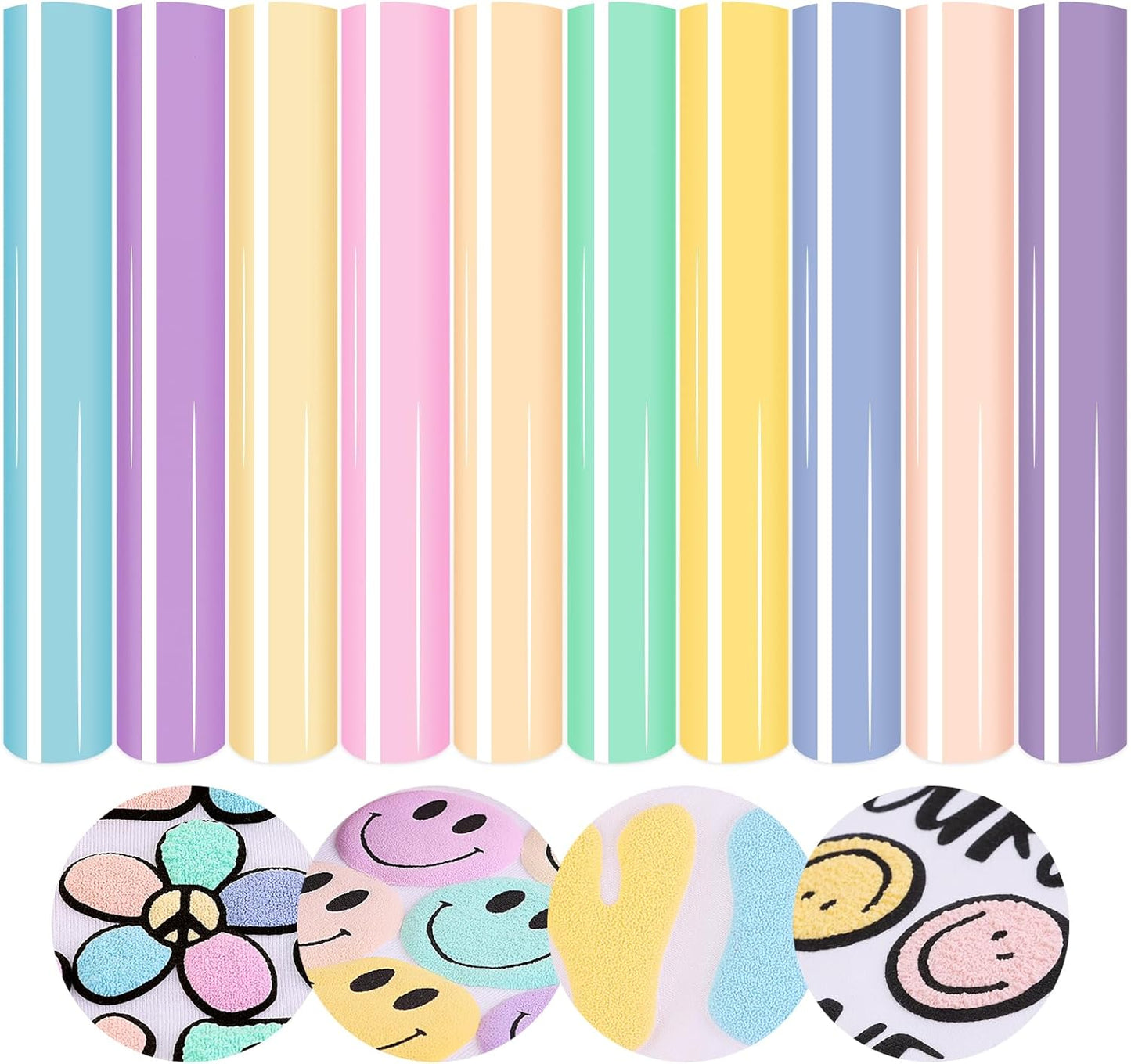 Puff Vinyl Heat Transfer Sheets - 11 Pack of 12 x 10 Inches 3D Foaming HTV for T-Shirt Design