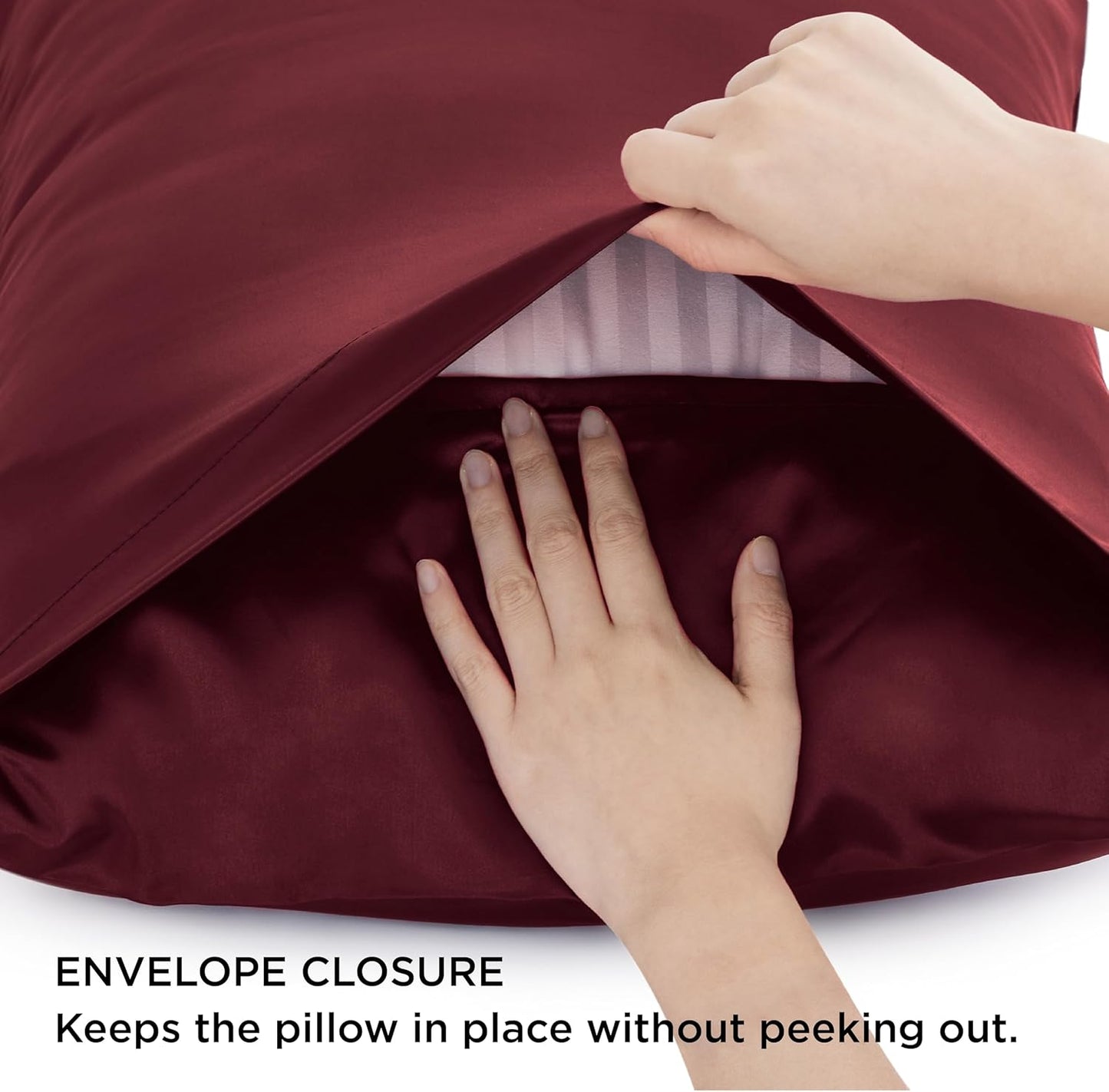 King Size Satin Pillowcases - 2 Pack, 20x36 Inches, Envelope Closure for Hair and Skin Care