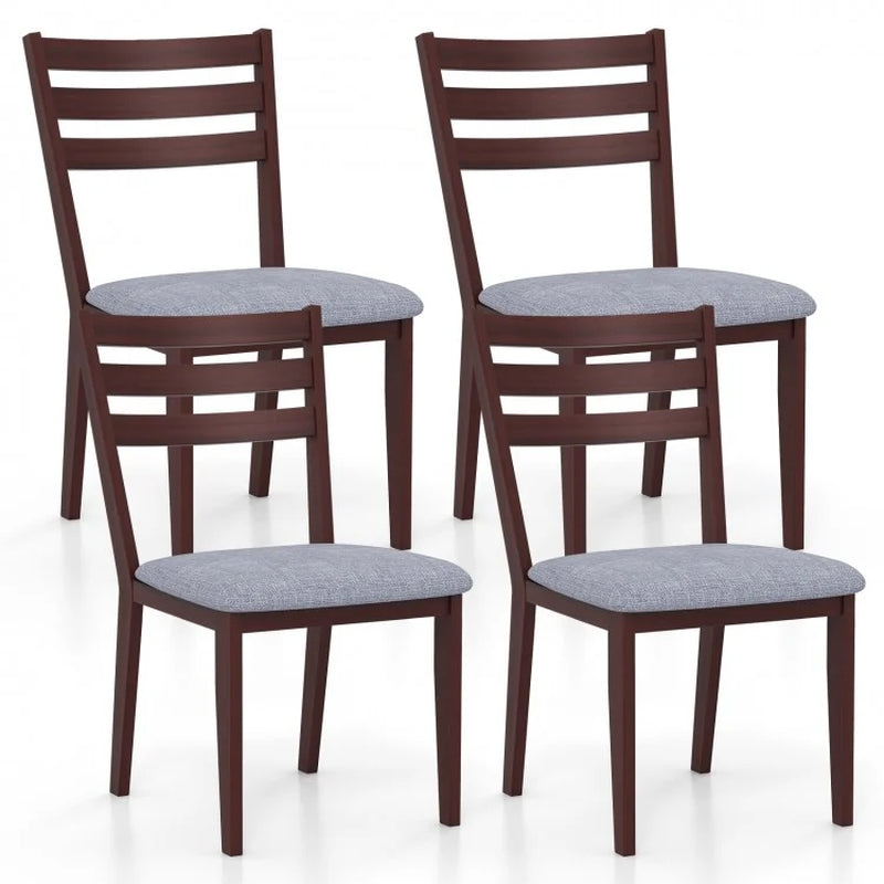 Set of 2 Upholstered Armless Kitchen Chairs with Solid Rubberwood Frame