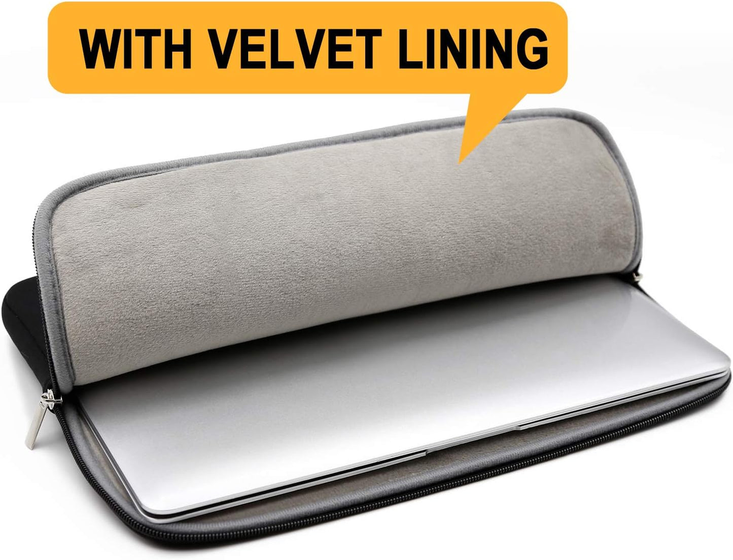 14-Inch Laptop Sleeve Case with Soft Fluffy Lining - Compatible with 14" Notebooks, Chromebooks, and Laptops (Black)