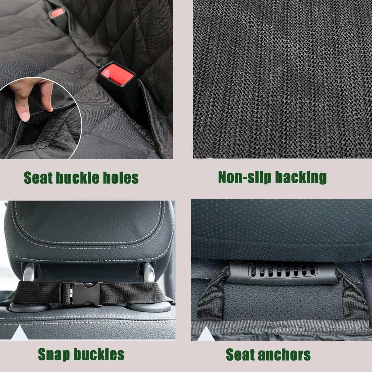 Waterproof Dog Car Seat Cover - Nonslip Bench Protector, Compatible with Middle Seat Belt - Bucket & Bench Styles