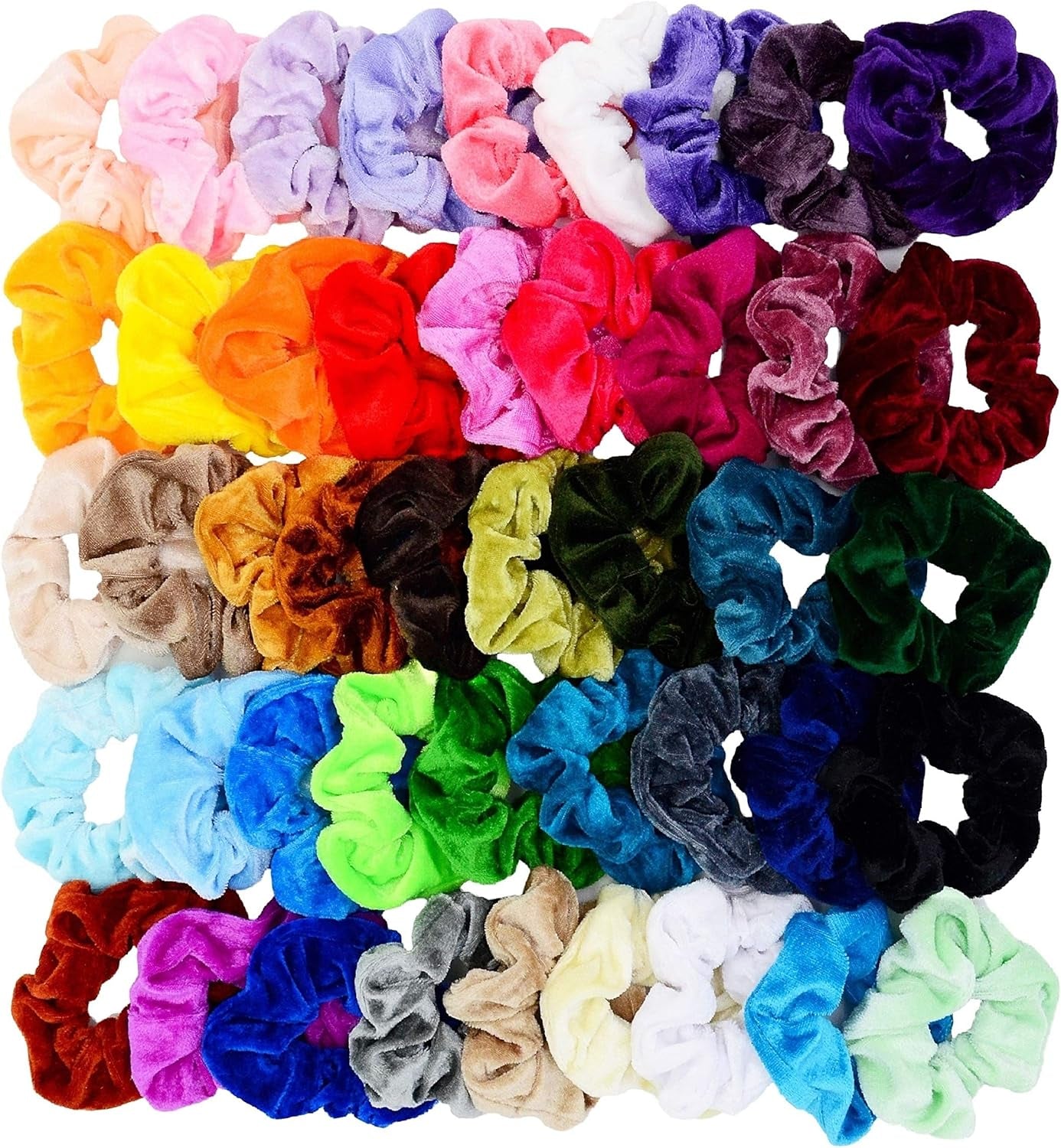45-Piece Velvet Hair Scrunchies Set - Elastic Hair Bands and Ties for Women and Girls - Hair Accessories