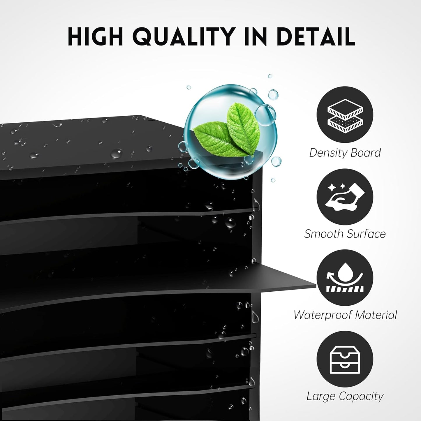 5-Tier Wooden Desk Organizer for Efficient Paper, Literature, and Mail Sorting - Black