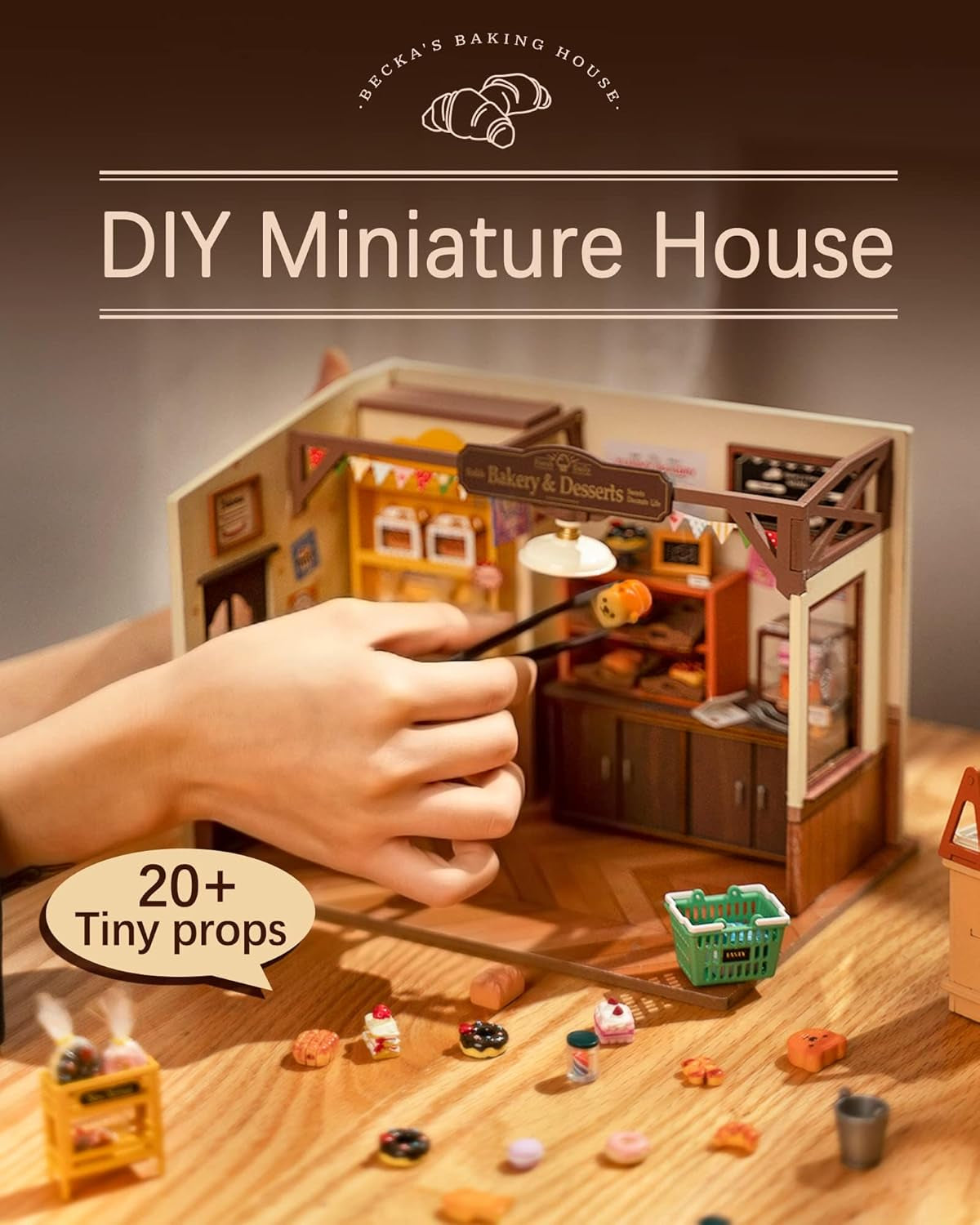 Miniature House Kit for Beginners-1:20 DIY Miniature Dollhouse Kit with LED Lights-Tiny House Crafts for Adults-Birthday Gifts Hobbies for Women and Men