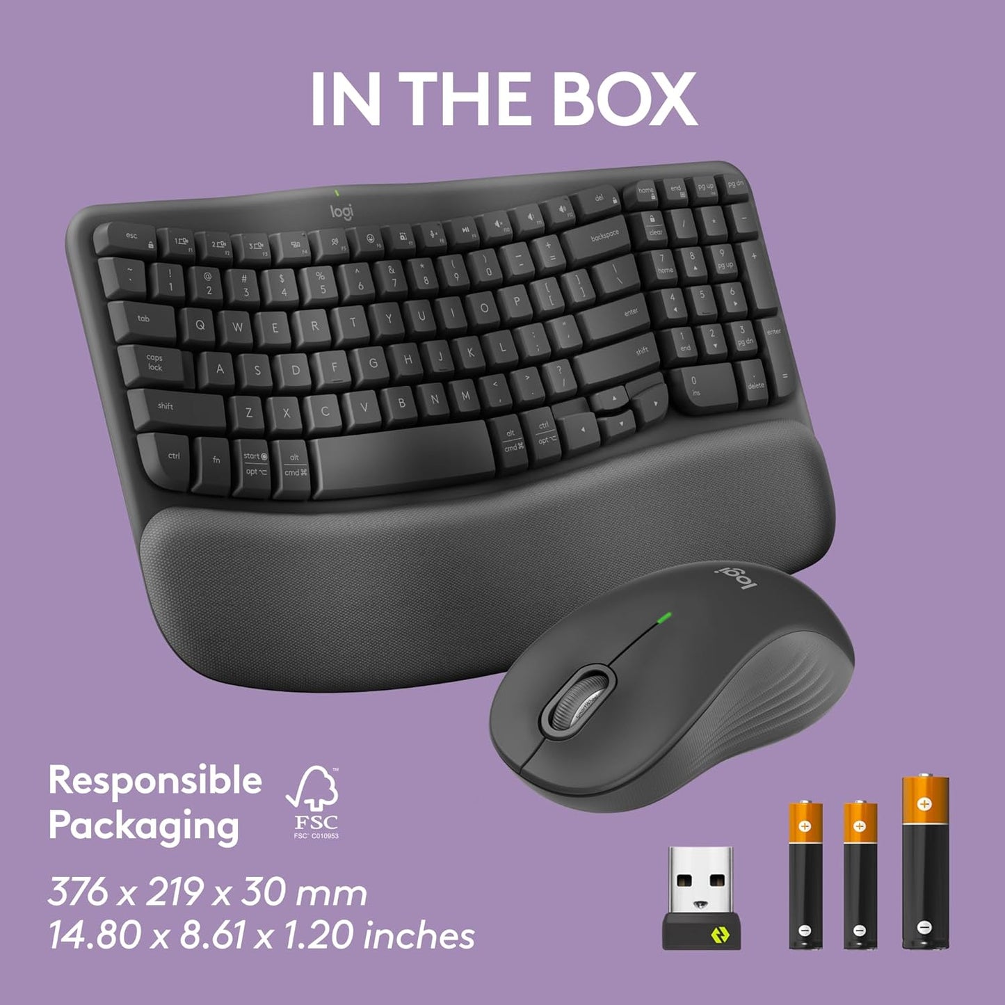 Wireless Ergonomic Keyboard and M550 L Wireless Mouse Combo - Bluetooth and Logi Bolt Compatible, Multi-OS Support