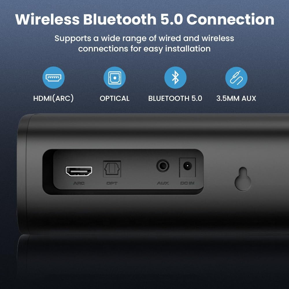 50W 17-Inch Sound Bar for Smart TVs - Bluetooth & Wired Connectivity with Deep Bass and Surround Sound System