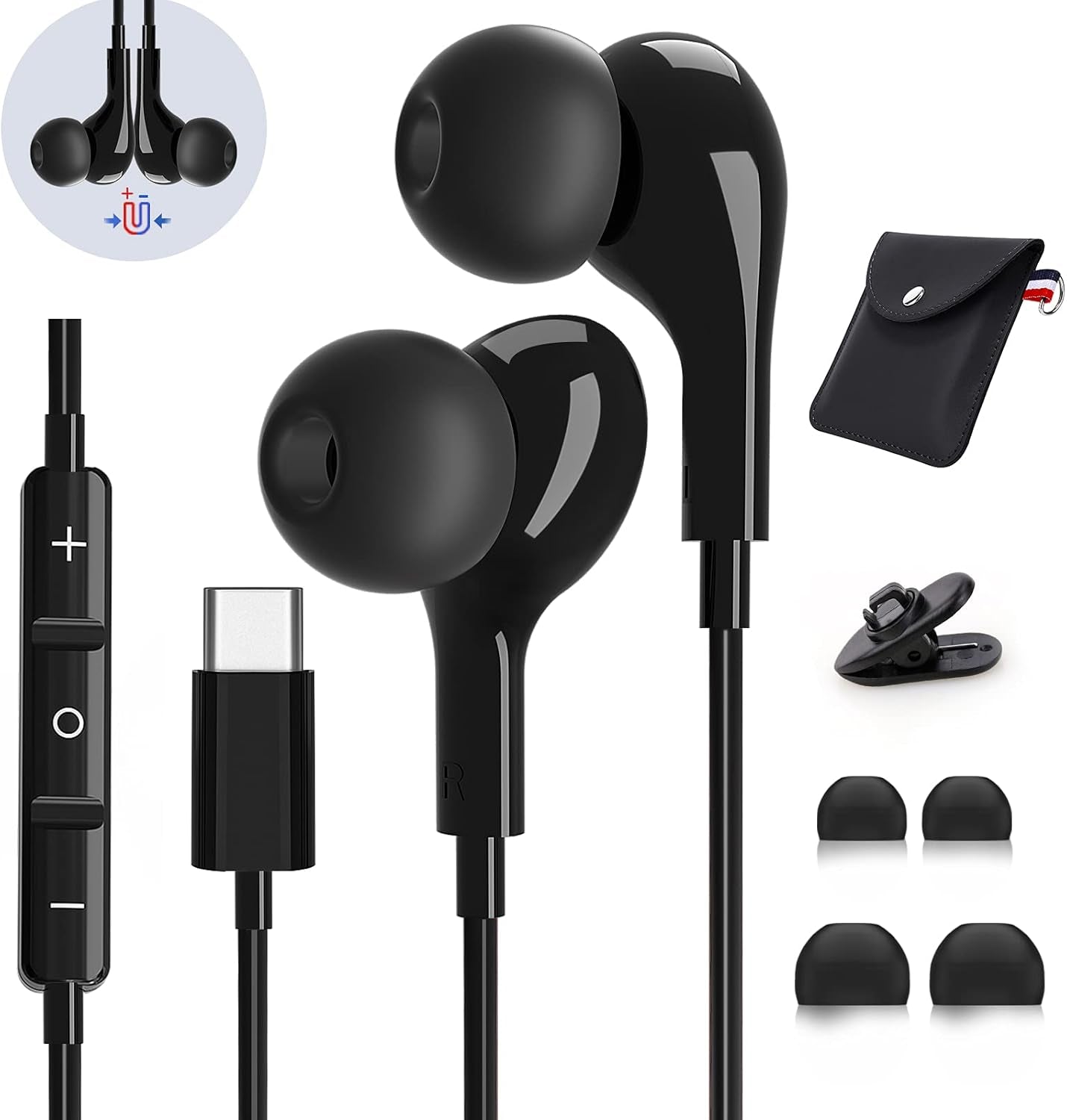 USB-C Noise Cancelling Earbuds with Microphone- Magnetic In-Ear Design