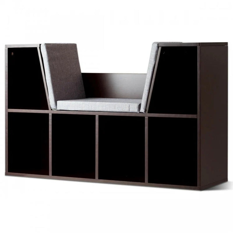6-Cubby Children's Storage Bookcase with Integrated Cushioned Reading Nook