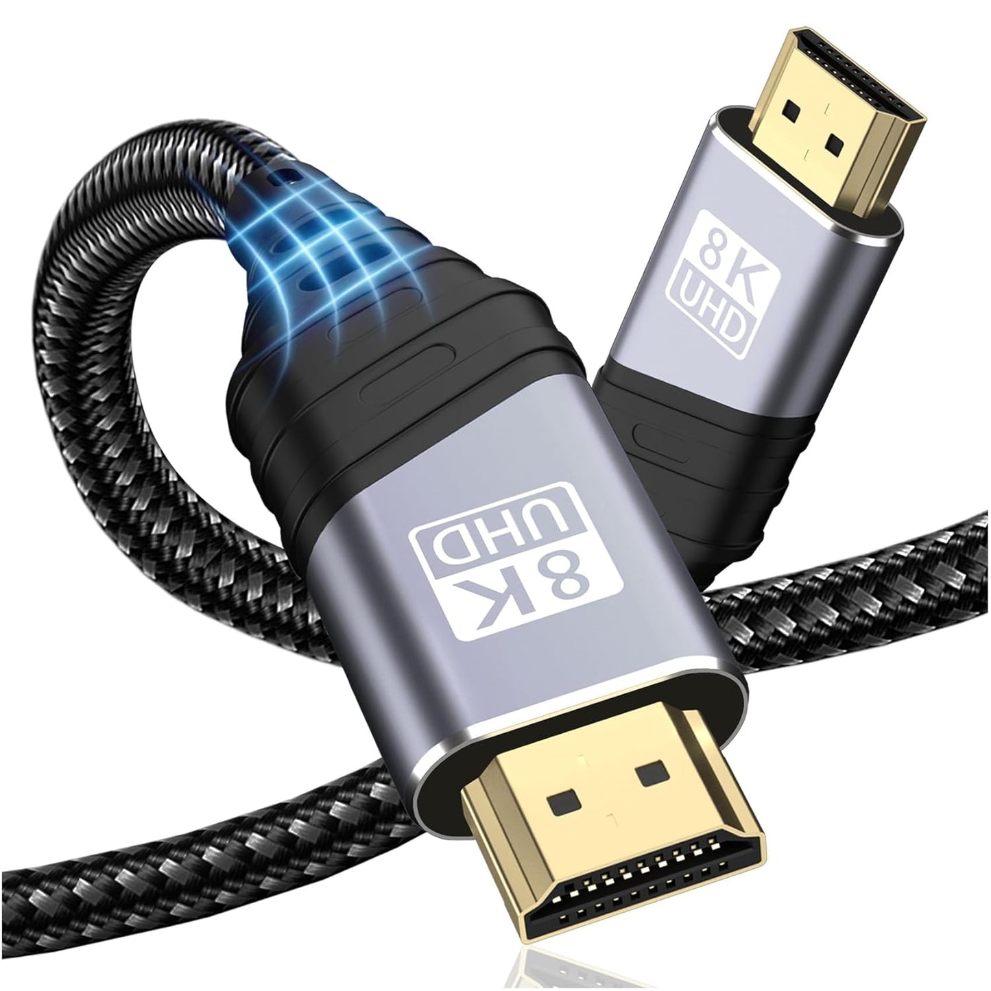 8K HDMI 2.1 Ultra High Speed Cable - 48Gbps, 8K@60Hz, 4K@120Hz, Compatible with HDTV, DTS:X, Dynamic HDR, Dolby Atmos