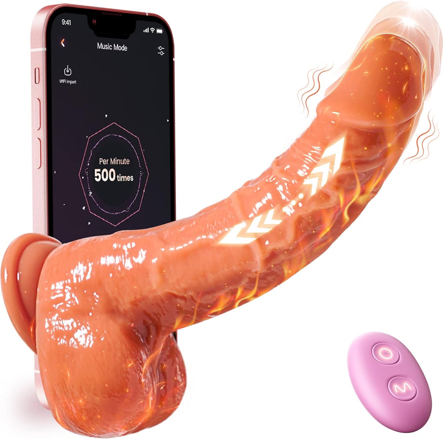 Dildo Thrusting Dildos Realistic Vibrator - Vibrators Adult Sex Toys for Women,Silicone 8 Inch Suction Cup Dildo Fake Penis Anal G-Spot Stimulator and Couple Pleasure with 5 Thrusting & Vibrating Mode