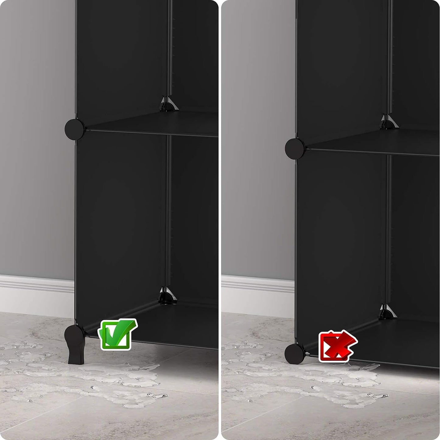 6-Cube Closet Organizer and Storage Shelf with Metal Hammer, Versatile Cabinet for Bedroom, Kitchen, and Closet, Black