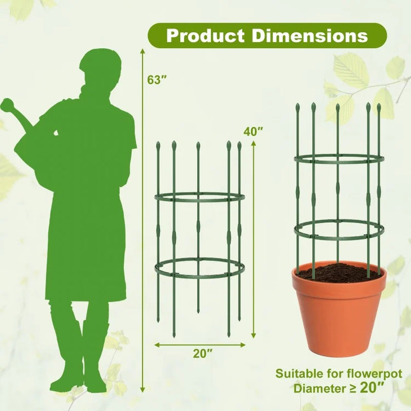 3-Pack Garden Trellis Plant Support Stands, 40/60 Inches Tall with Clips and Ties