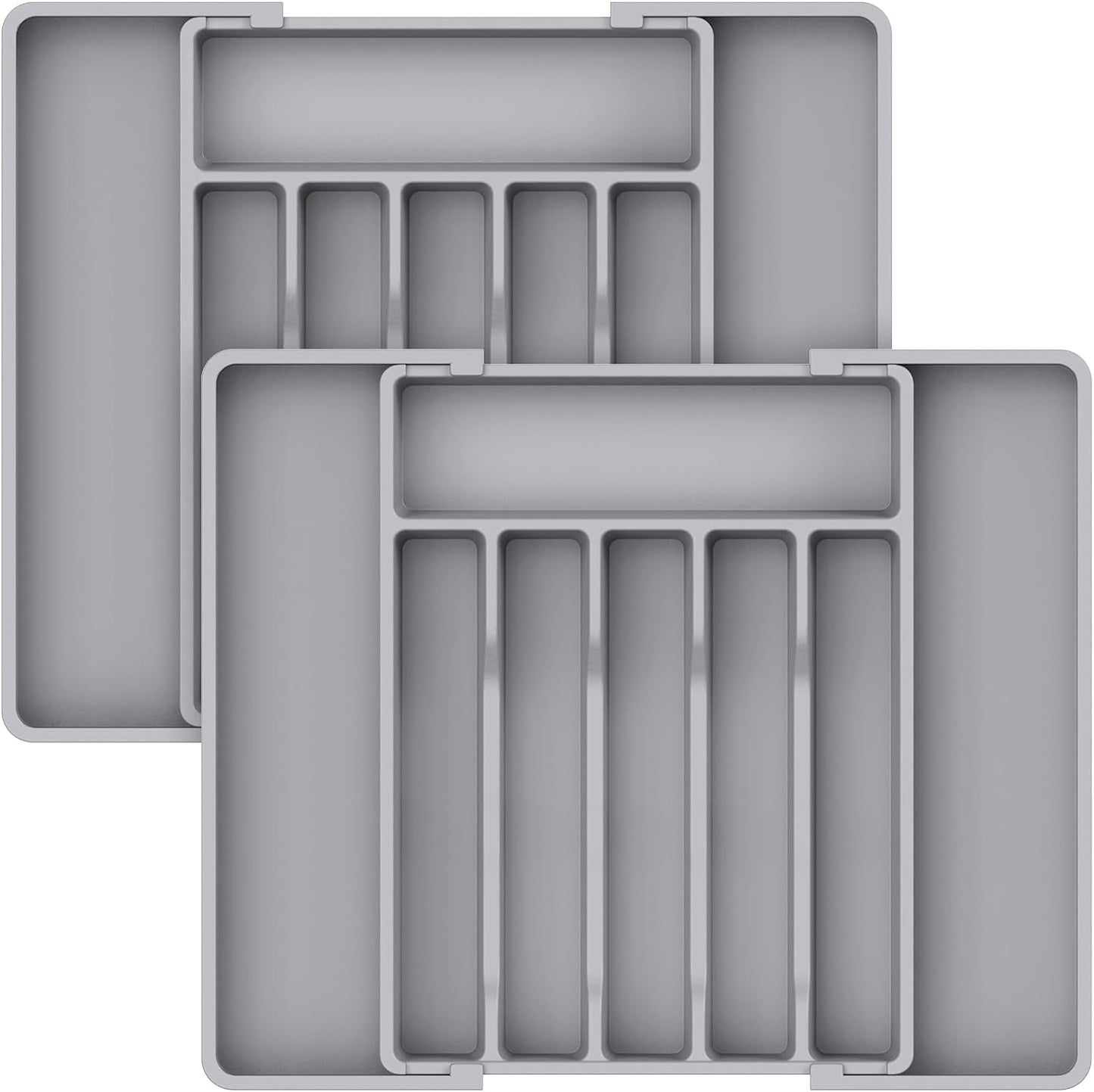 Expandable Cutlery Drawer Organizer - BPA-Free Adjustable Utensil Tray for Kitchen Storage, Large Black Flatware and Silverware Holder